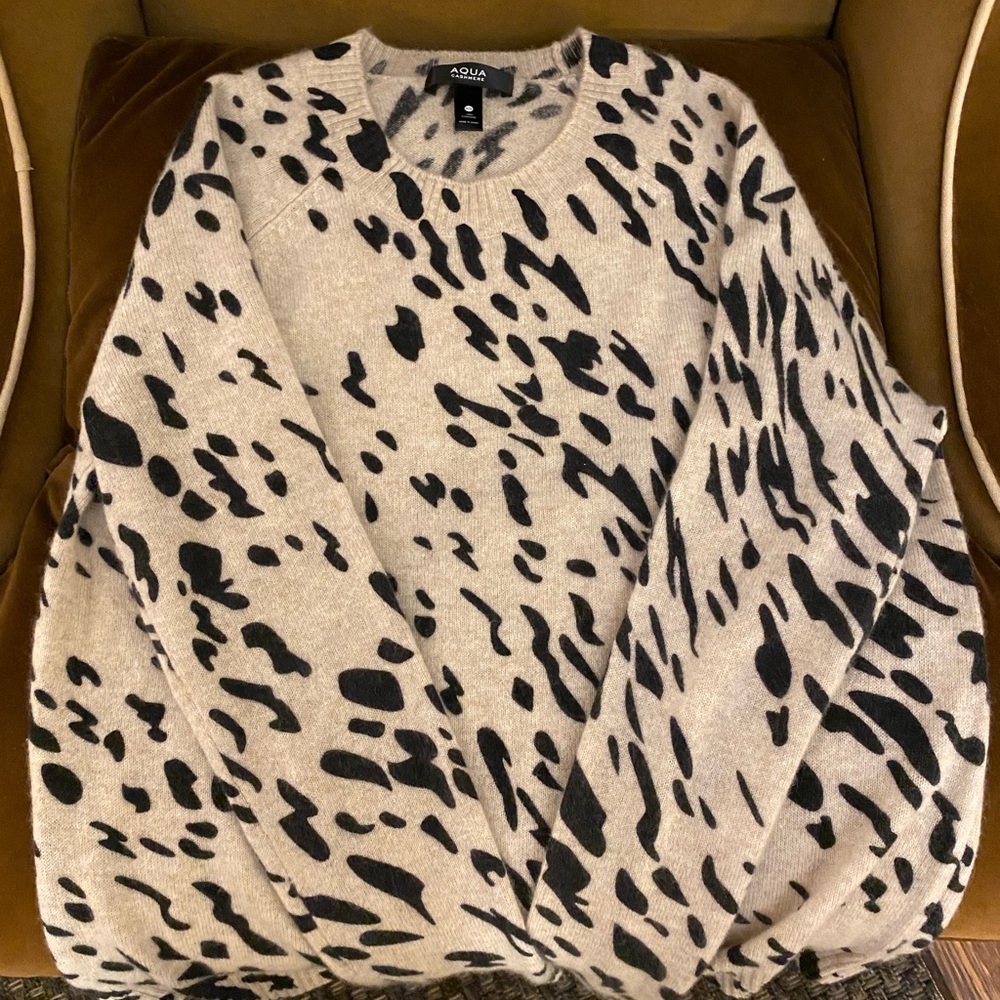 100% Cashmere Leopard Print Sweater